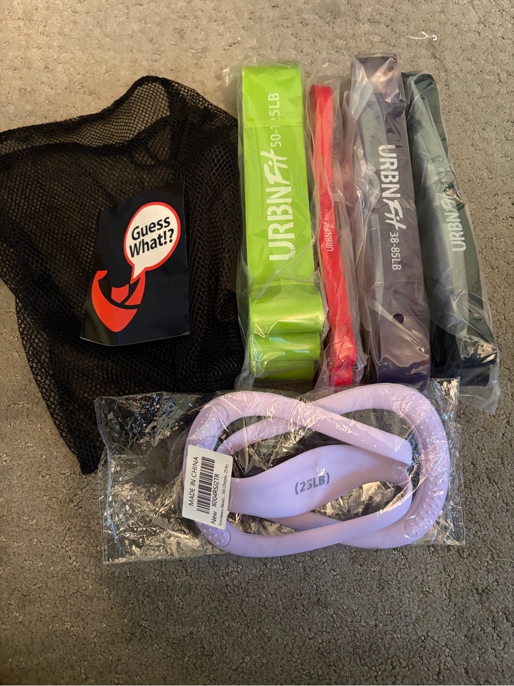 URBNFIT Resistance Loop Band Set with Purple Figure-8 Band